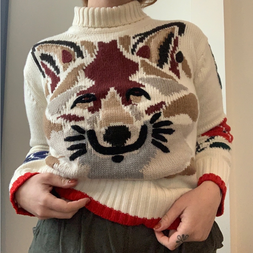 Turtleneck Fox & Flower Sweater